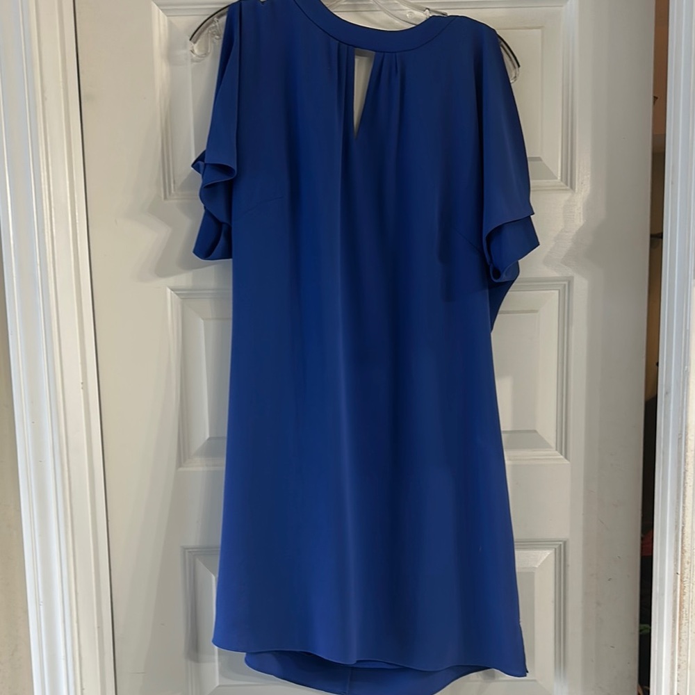 White House Black Market Blue Flutter Sleeve Sheath Dress